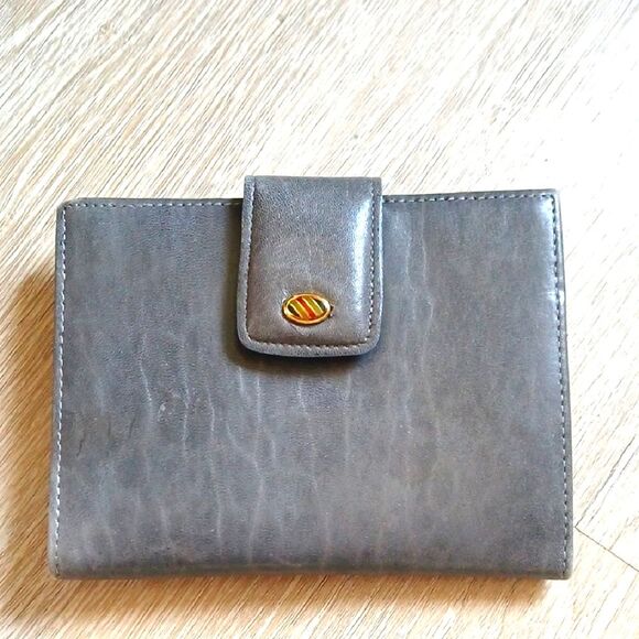 Vintage Prince Gardner Soft Gray Cowhide Leather Wallet with Gold Accent Unisex - Picture 1 of 9
